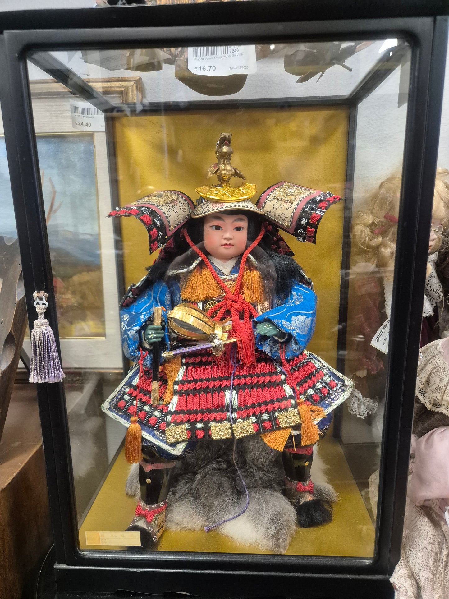 Bambola Samurai in teca